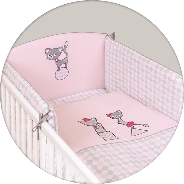 Постельное бельё Ceba Baby с вышивкой 3 предмета Cats Pink