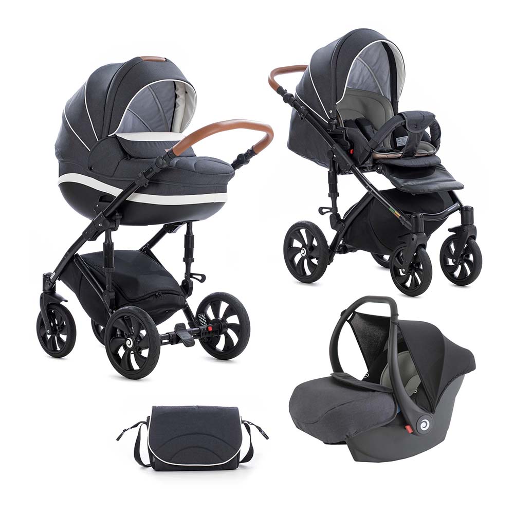 Коляска 3 в 1 Tutis Mimi Style Антрацит+Белый