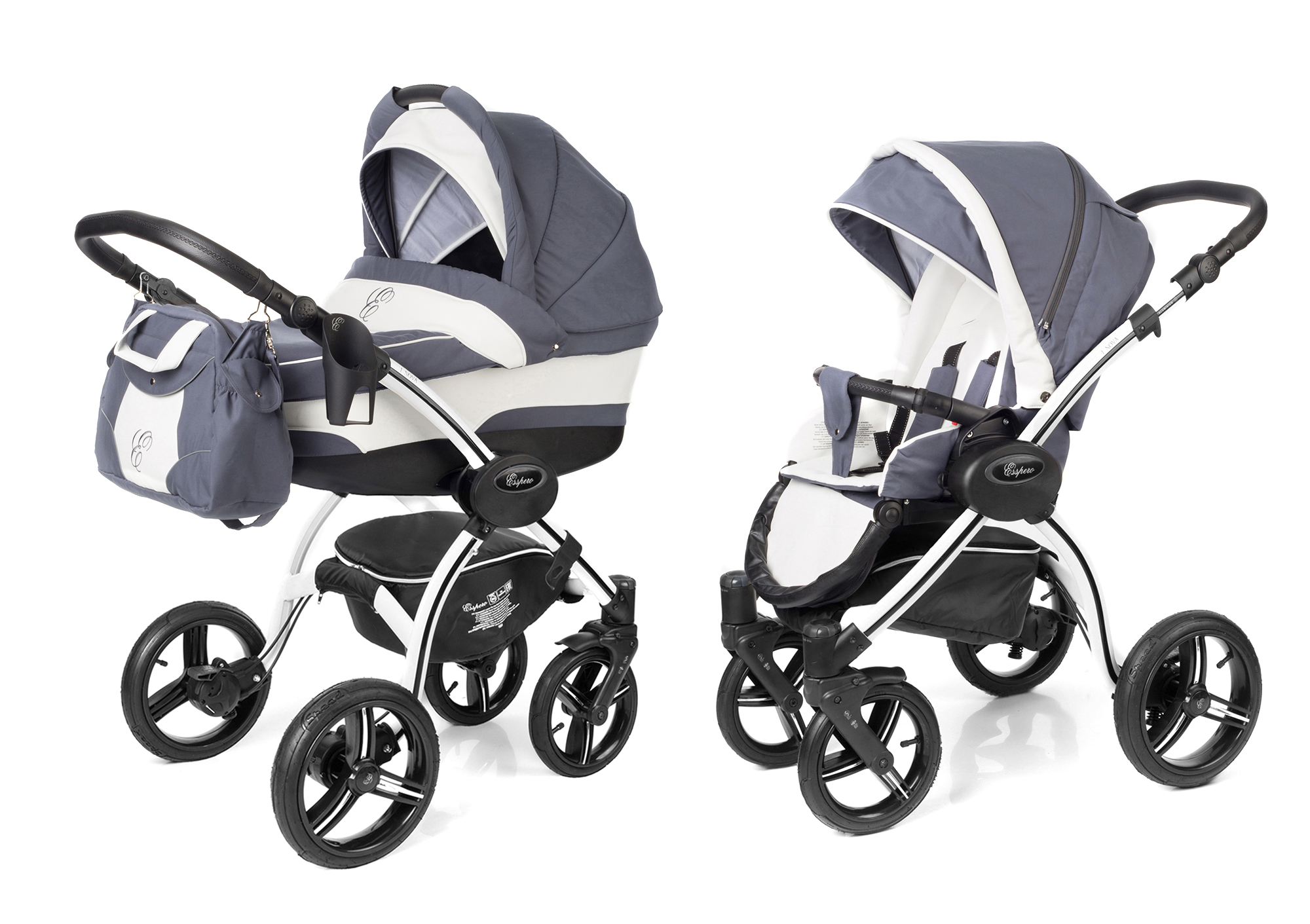 Коляска 2 в 1 Esspero I-Nova (шасси White) Grey Lux