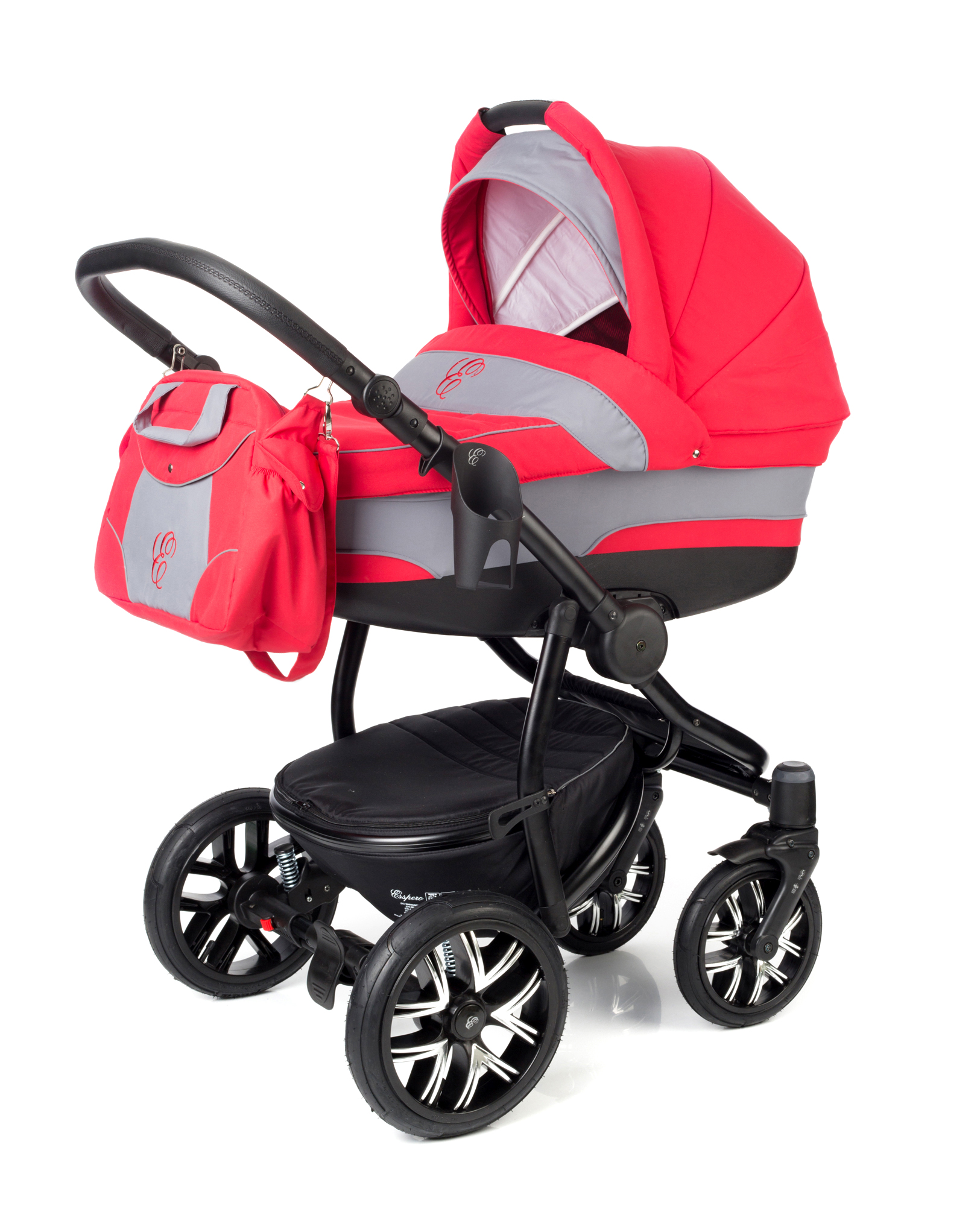 Коляска для новорожденных Esspero Discovery (шасси Black) Red Grey