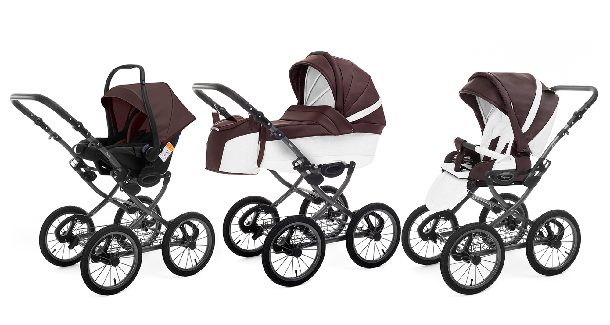 Коляска 3 в 1 Esspero Grand Classic (шасси Graphite) Nappa Brown