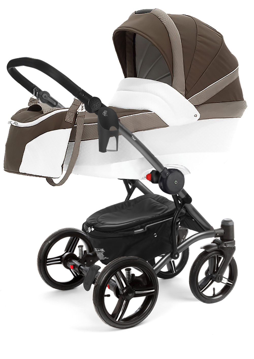Коляска для новорожденных Esspero Tour Leatherette (шасси White) Royal Brown