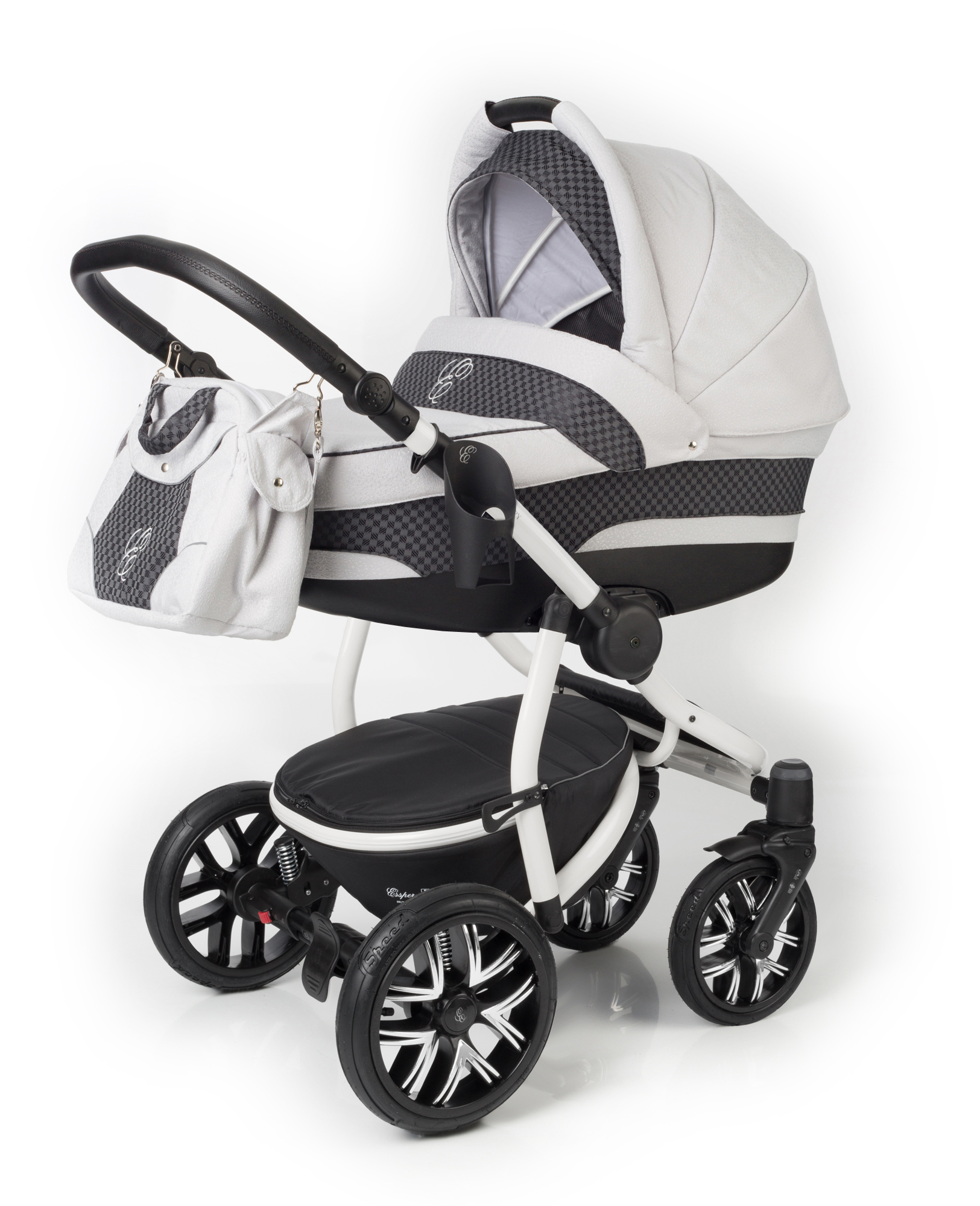 Коляска для новорожденных Esspero Discovery (шасси White) Grey Carbon