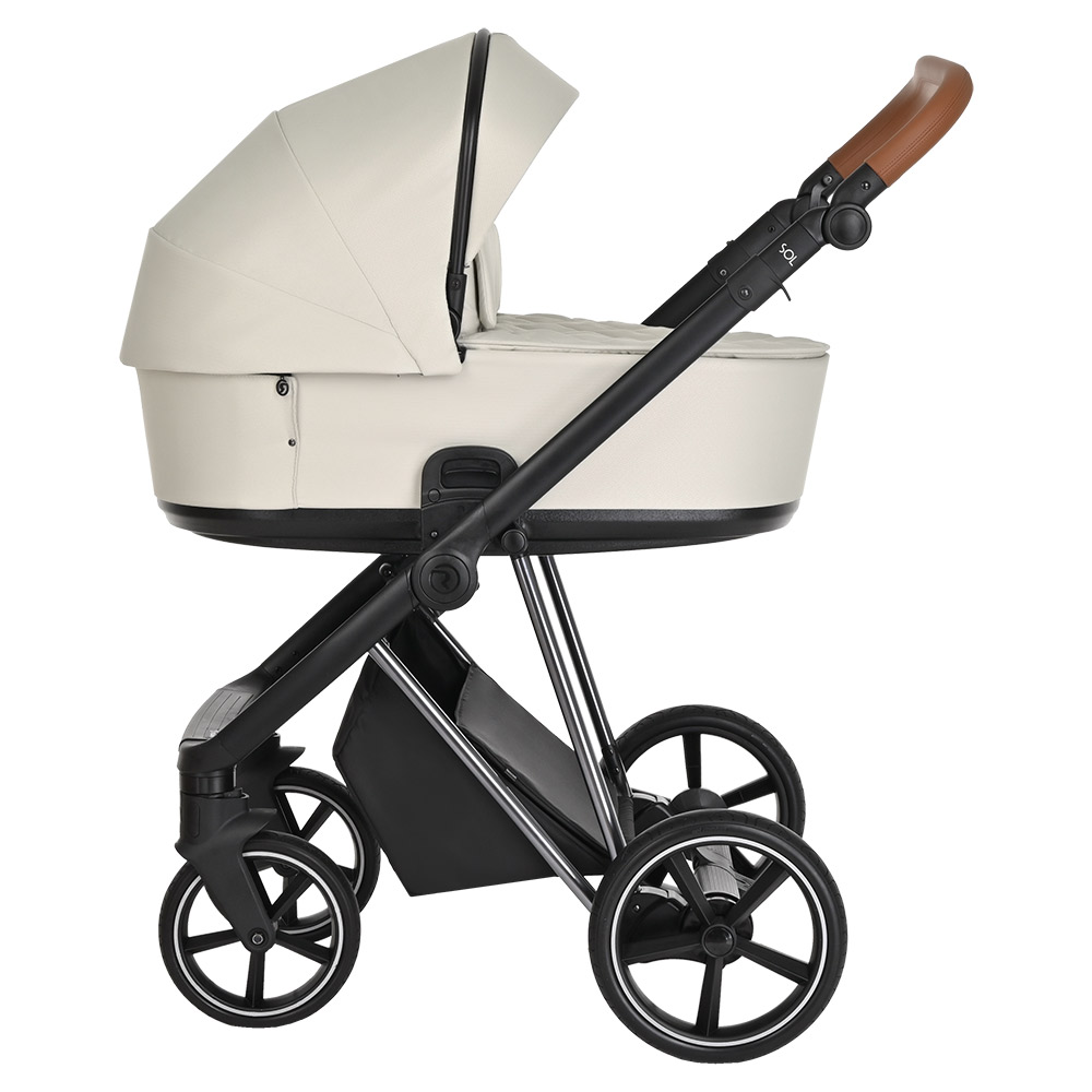 Коляска 2 в 1 Roan Sol Lux Pearl Shell/Nikiel/руч.Коричневый
