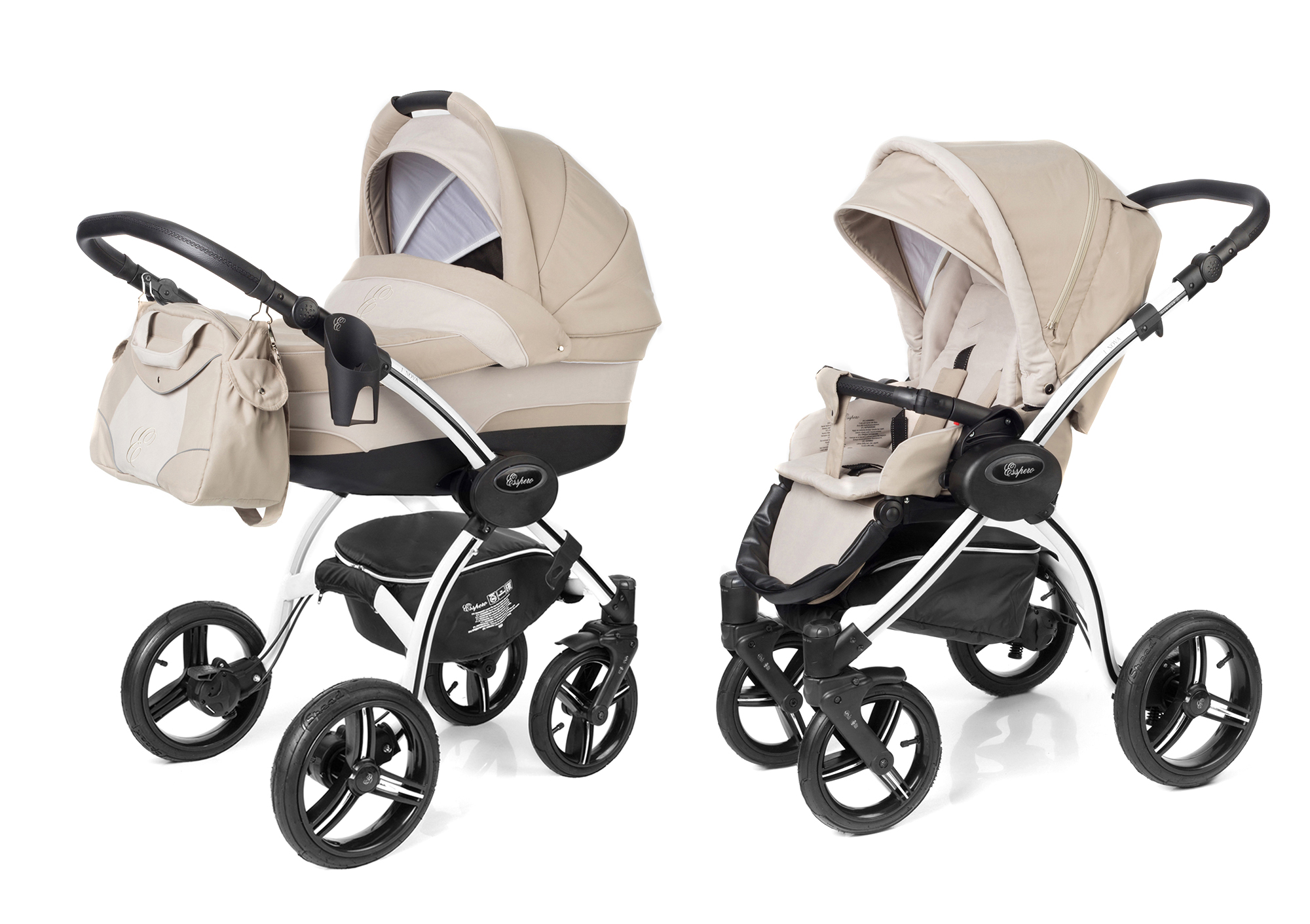 Коляска 2 в 1 Esspero I-Nova (шасси White) Khakki Beige