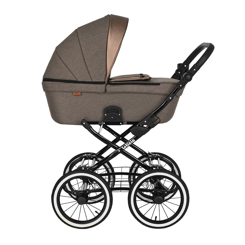 Коляска для новорожденных Pituso Leticia Classic/14d Chocolate+Кожа Brown Metalic