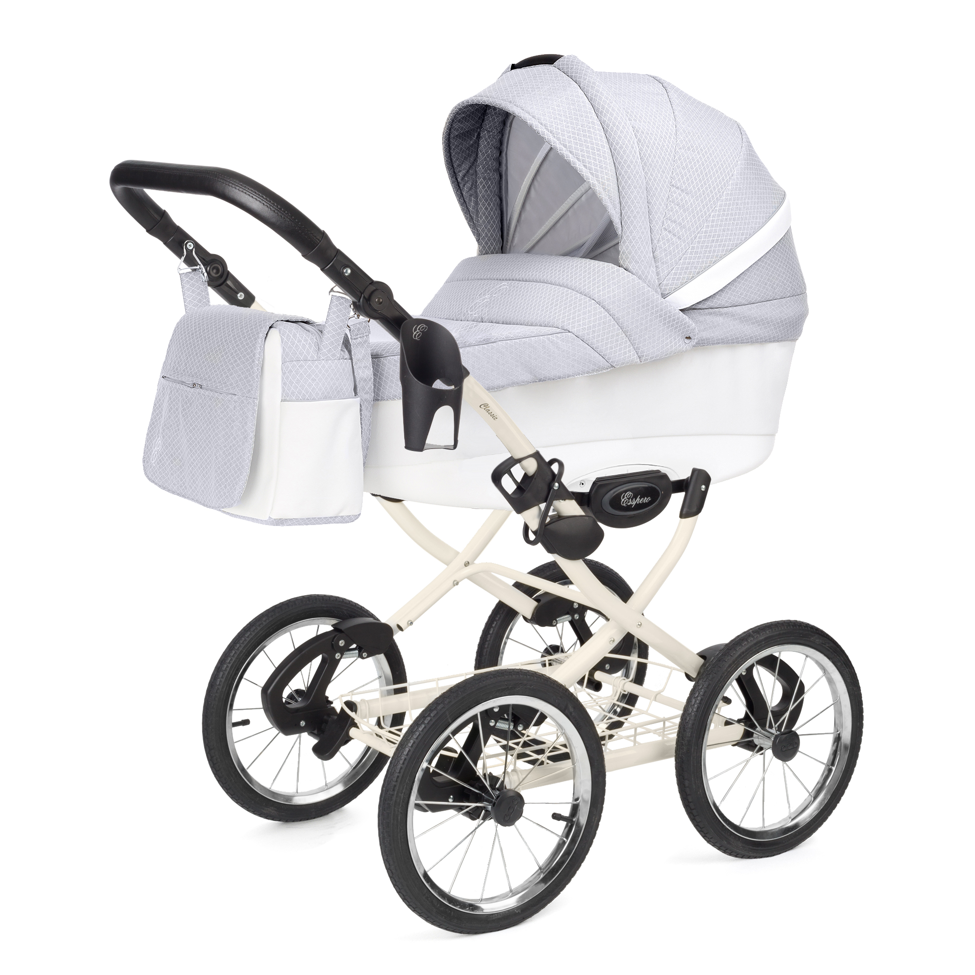 Коляска для новорожденных Esspero Grand Classic (шасси Beige) Grey Diamond