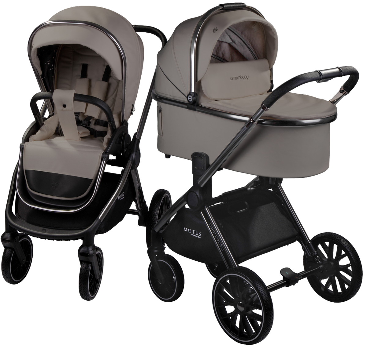 Коляска 2 в 1 Amarobaby Motus Premium Ecco мокко