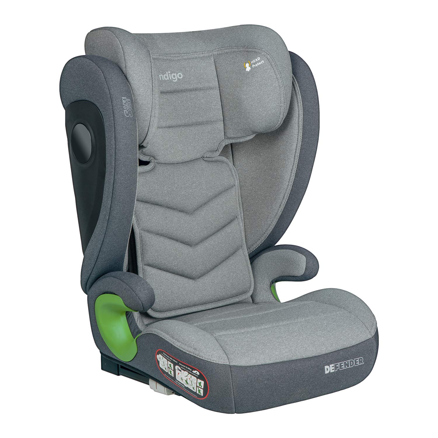 Автокресло Indigo DEFENDER I-SIZE ISOFIX, группа 2+3 Светло-серый