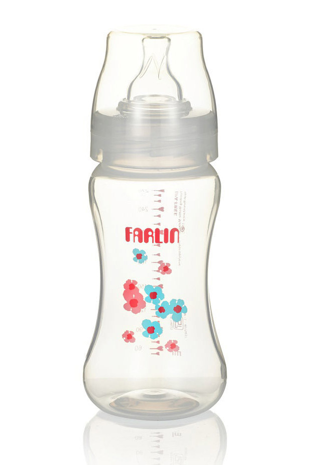 Полипропиленовая бутылочка для кормления с широким горлышком Farlin розовая