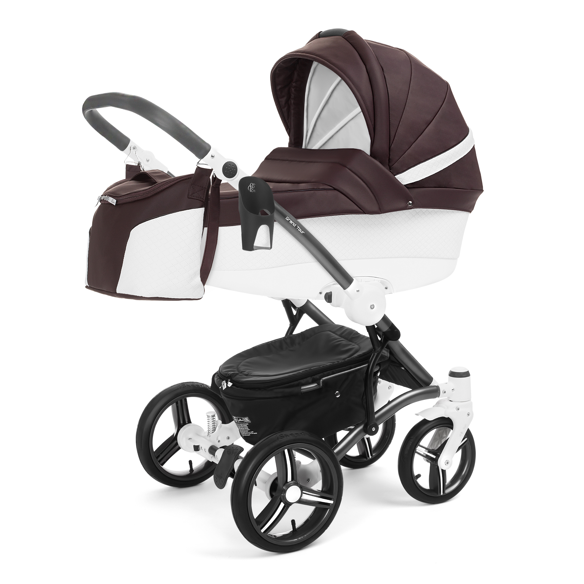 Коляска для новорожденных Esspero Grand Tour (шасси White) Nappa Brown