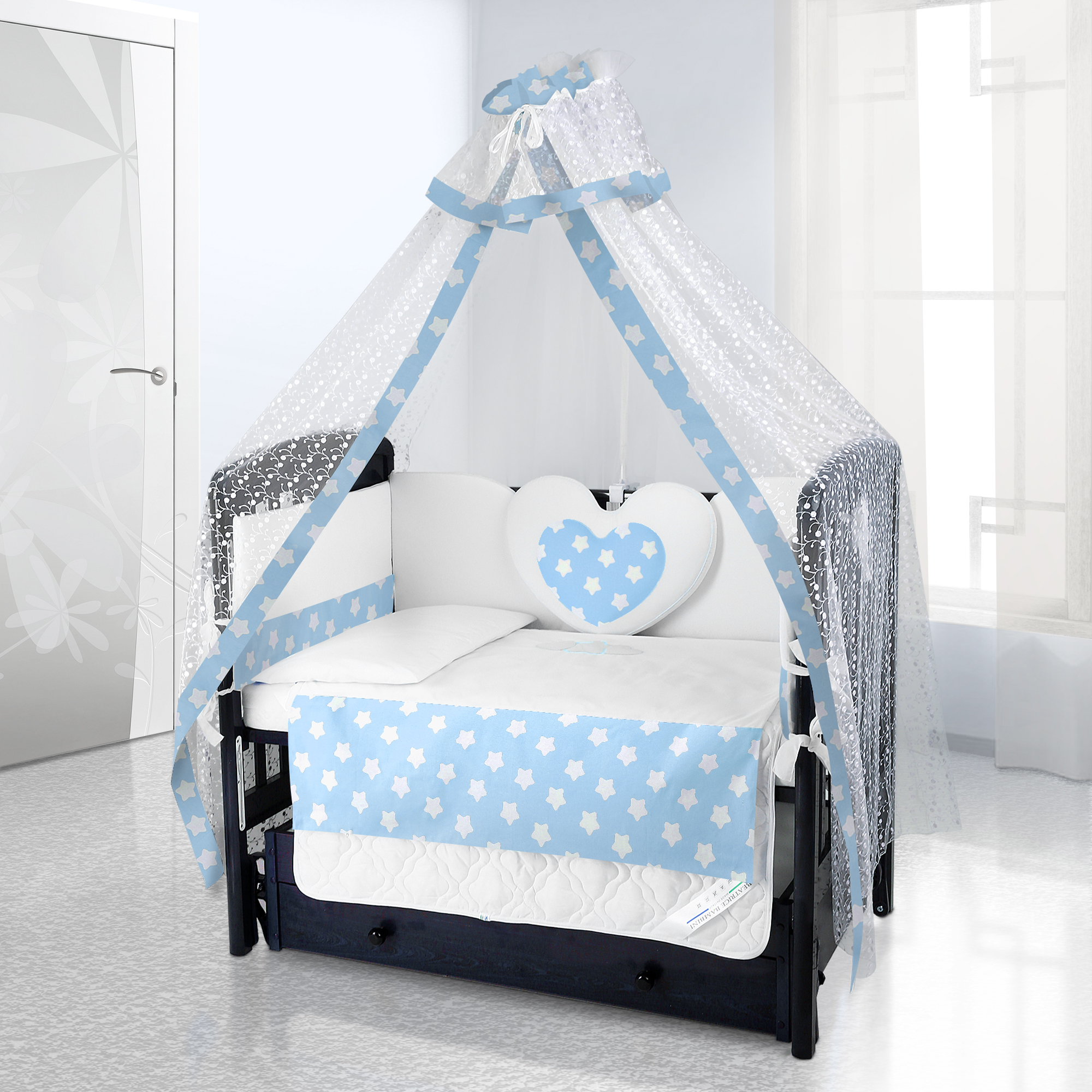 Комплект постельного белья Beatrice Bambini Cuore Grande Stella blu latte bianco