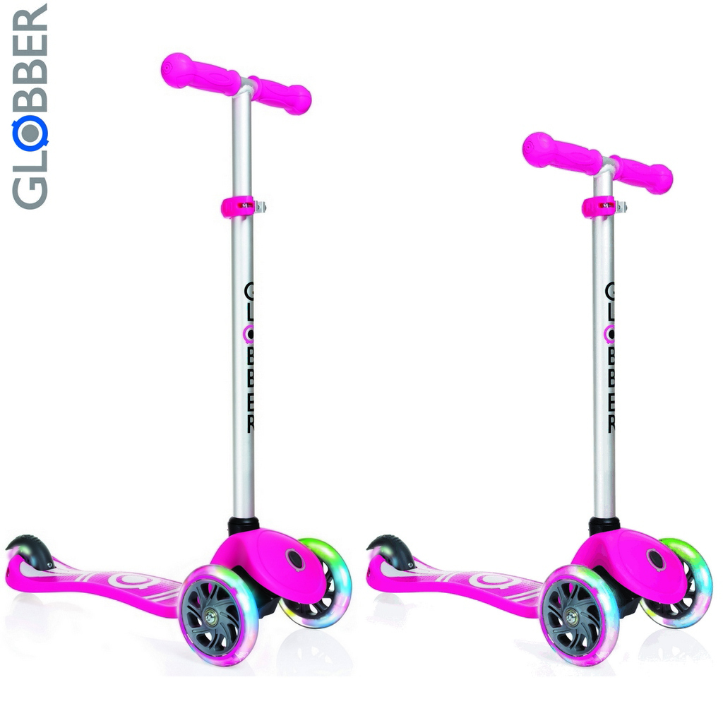 Самокат GLOBBER PRIMO Fantasy с 3 светящимися колесами LOGO Neon pink