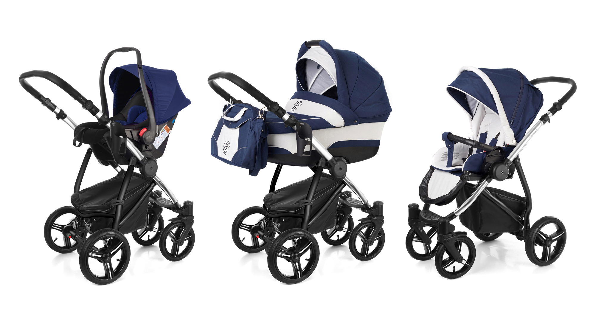 Коляска 3 в 1 Esspero Newborn Lux (шасси Chrome) Navy Grey
