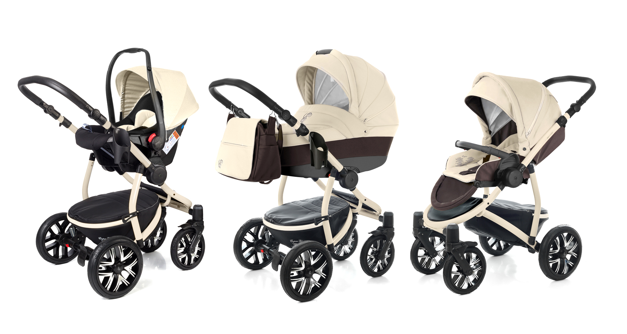 Коляска 3 в 1 Esspero Grand Discovery (шасси Beige) Cream leatherette