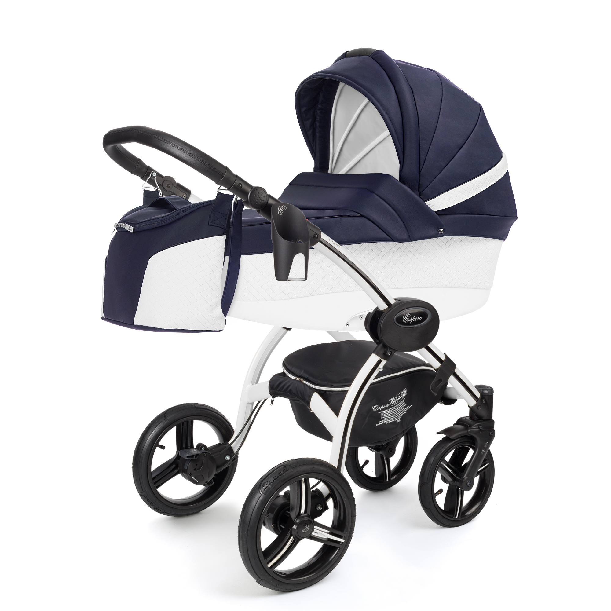 Коляска для новорожденных Esspero Grand I-Nova (шасси White) Nappa Navy