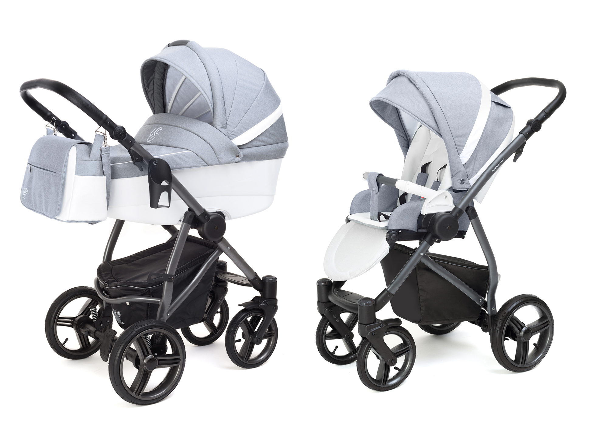 Коляска 2 в 1 Esspero Grand Newborn Lux (шасси Graphite) Jeans Grey