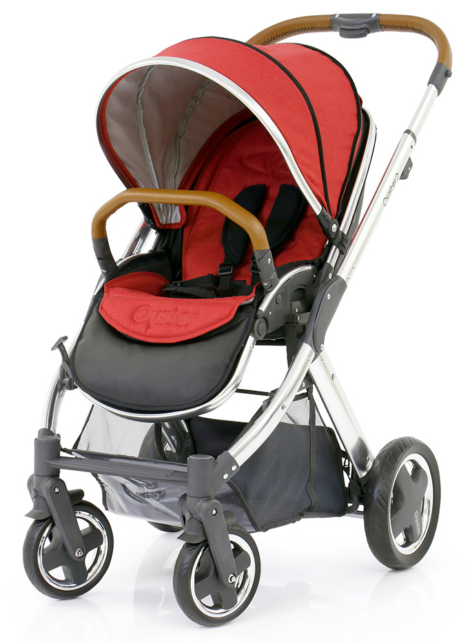 Прогулочная коляска Oyster 2 + Colour Pack (шасси Chrome/Brown) Tango Red