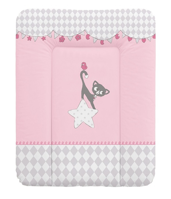 Пеленальный матрац Ceba Baby мягкий на комод 70x50 см Cats Pink
