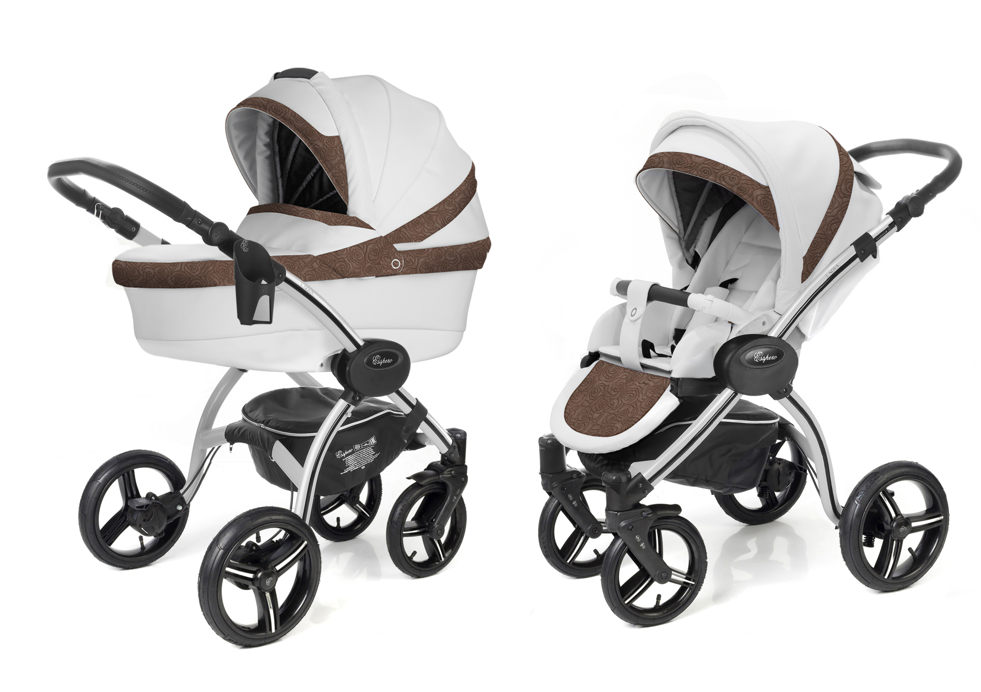Коляска 2 в 1 Esspero LE Flowers (шасси I-Nova White) Brown
