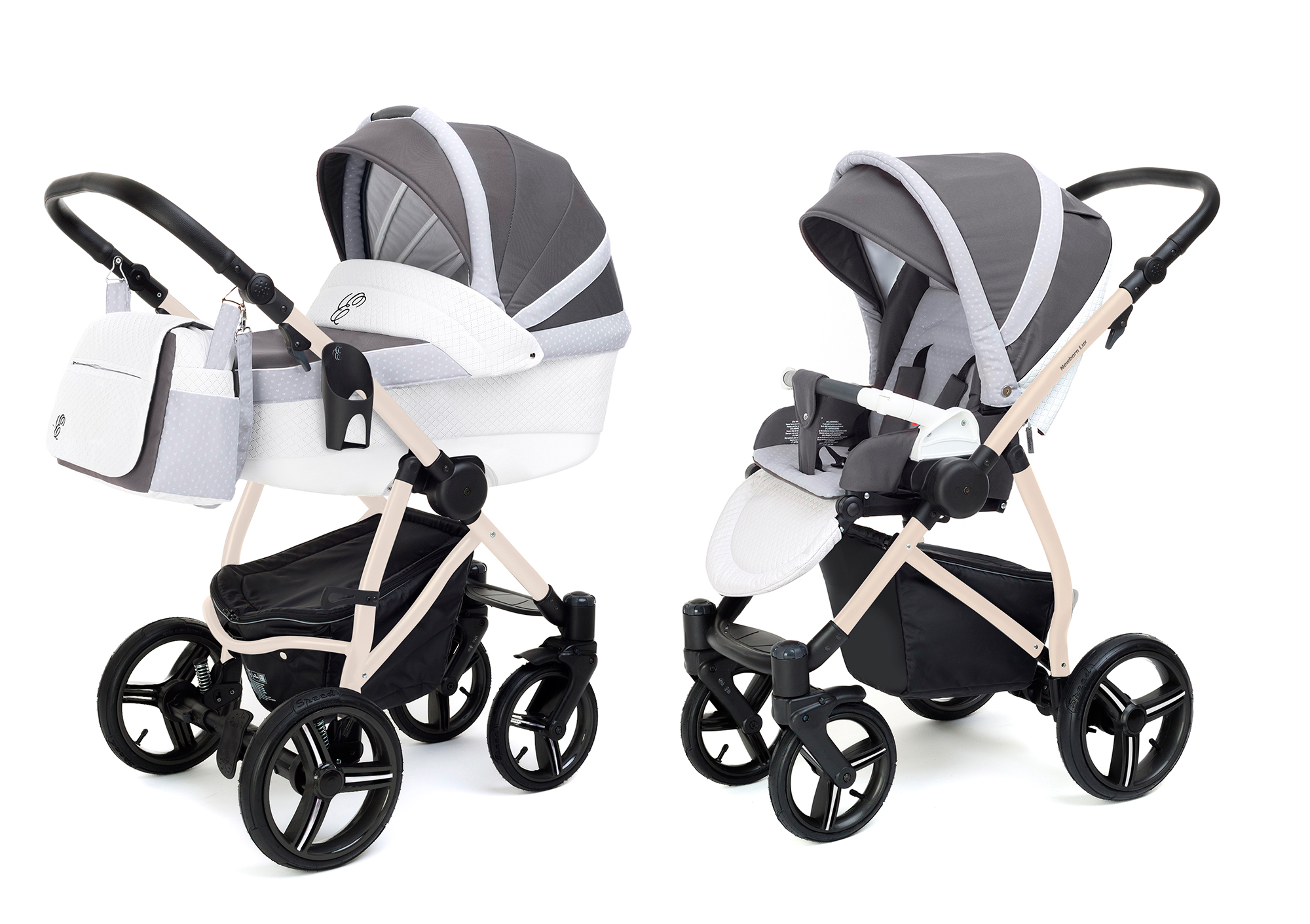 Коляска 2 в 1 Esspero Grand Newborn Lux (шасси Beige) Royal Silver