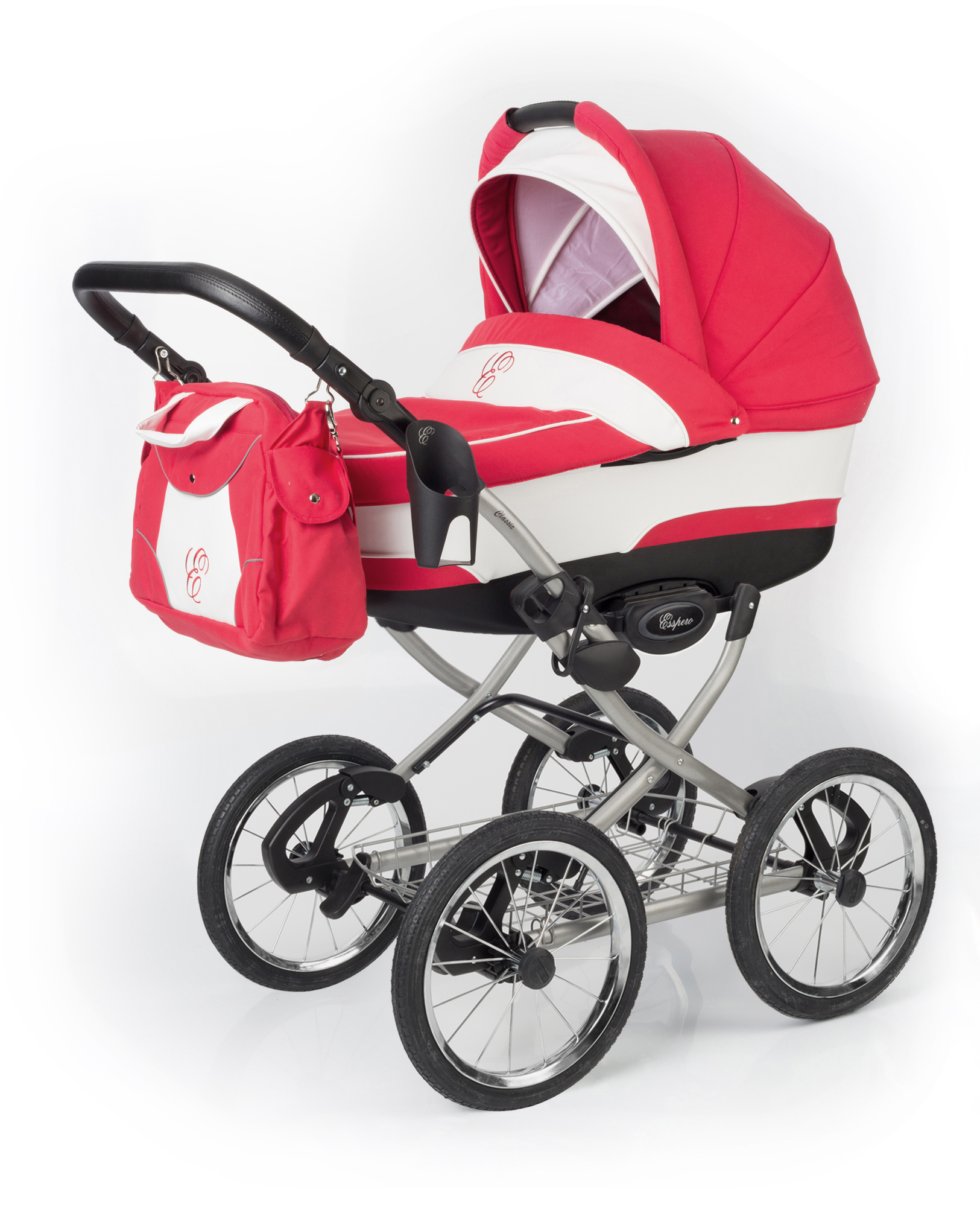 Коляска для новорожденных Esspero Classic (шасси Grey) Red Lux