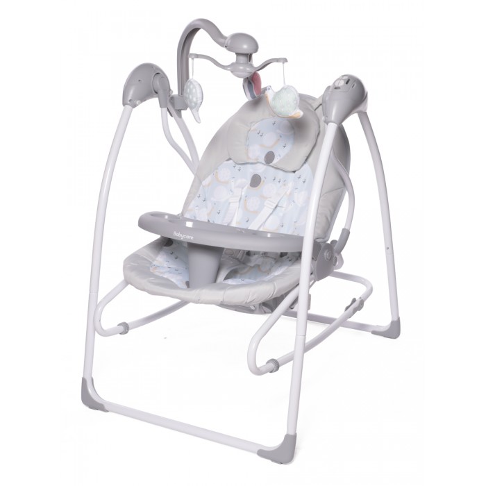 Электрокачели Baby Care IcanFly 2в1 с адаптером Улитка серый (Snail Grey)