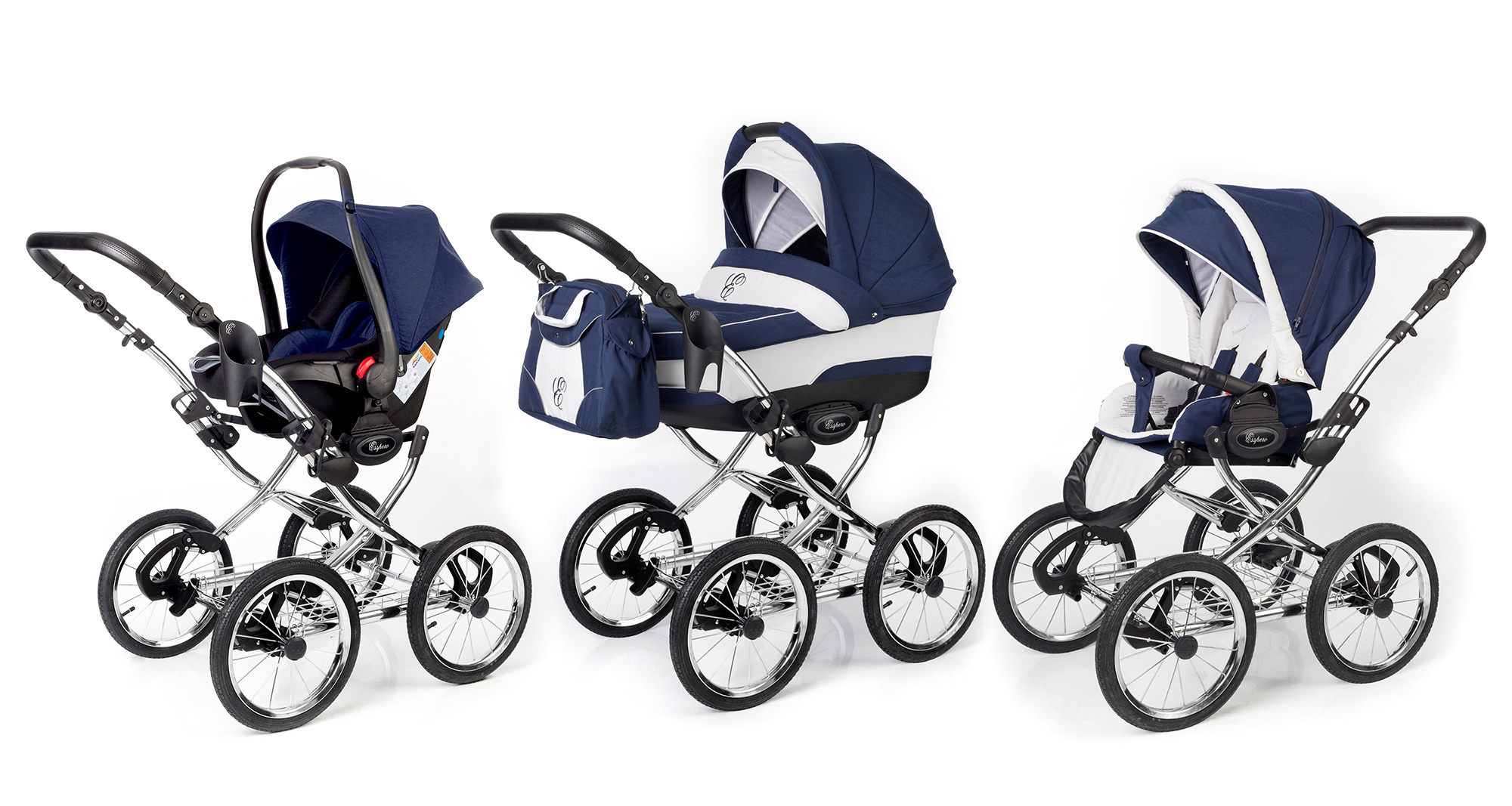 Коляска 3 в 1 Esspero Classic (шасси Chrome) Navy Grey