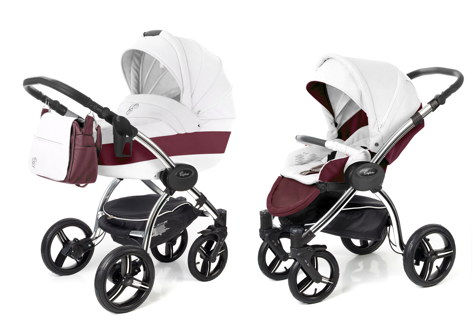 Коляска 2 в 1 Esspero Grand I-Nova (шасси Chrome) Maroon leatherette
