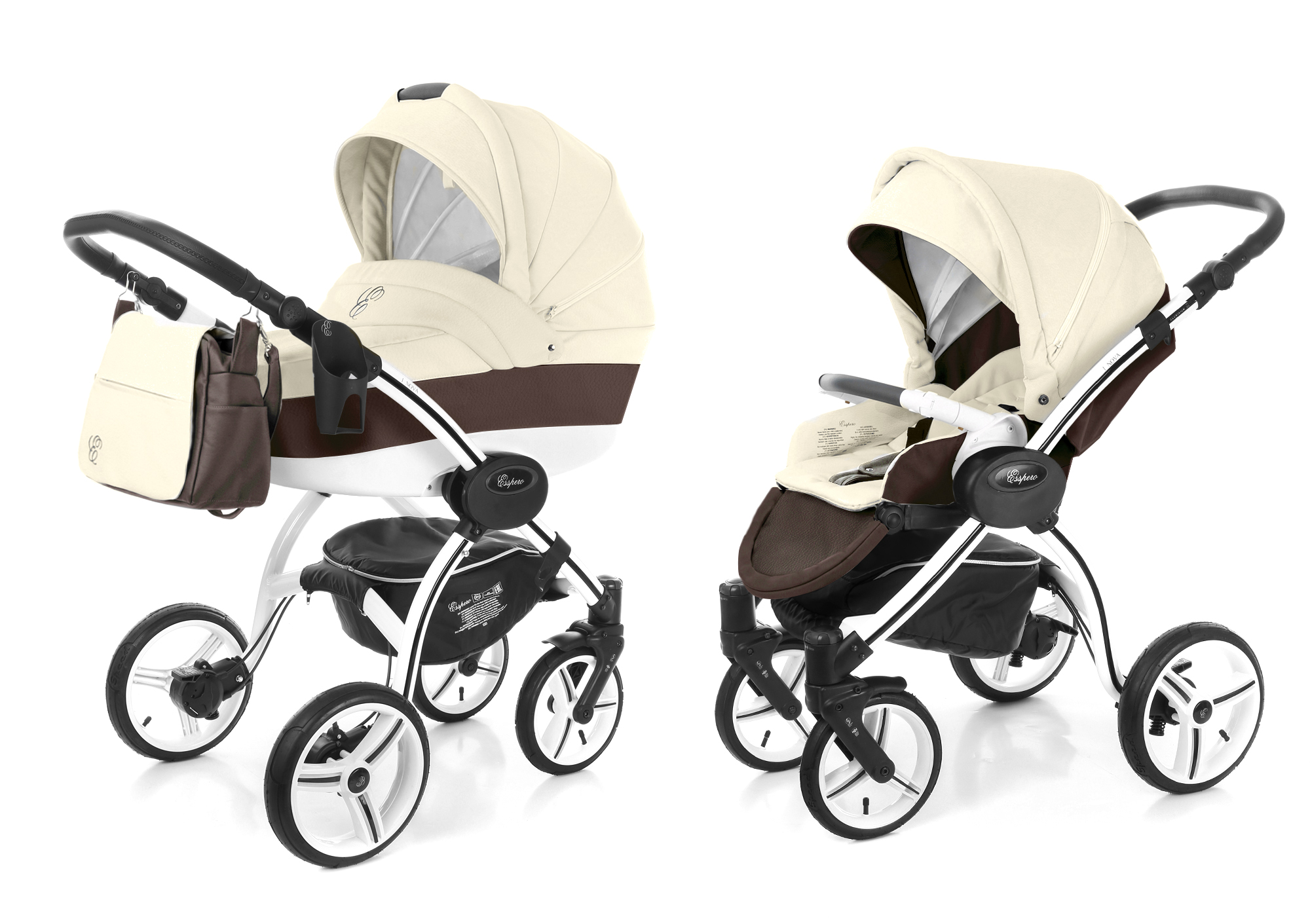 Коляска 2 в 1 Esspero Grand I-Nova (шасси White) Cream leatherette