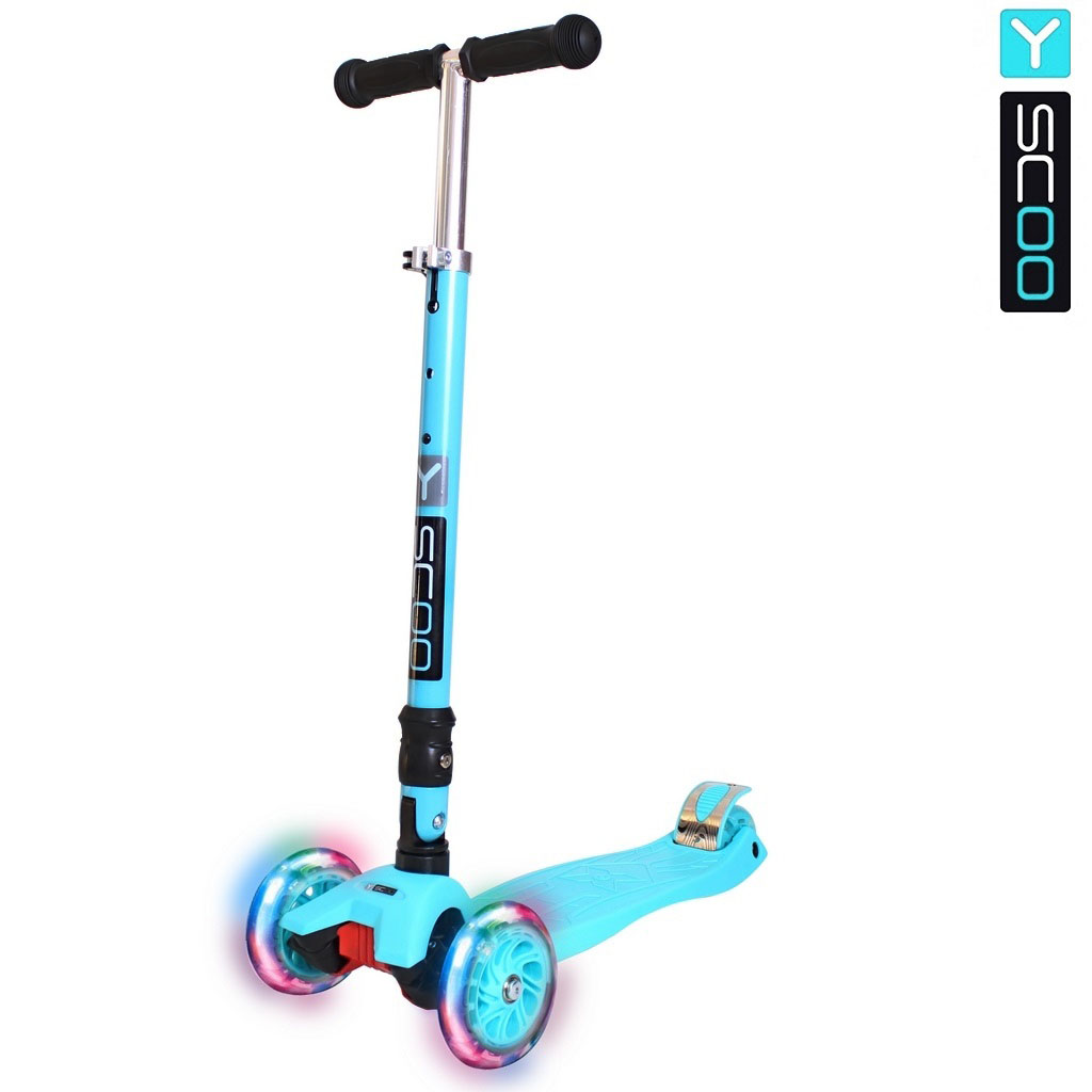 Самокат Y-SCOO 35 MAXI FIX Shine со светящимися колесами aqua