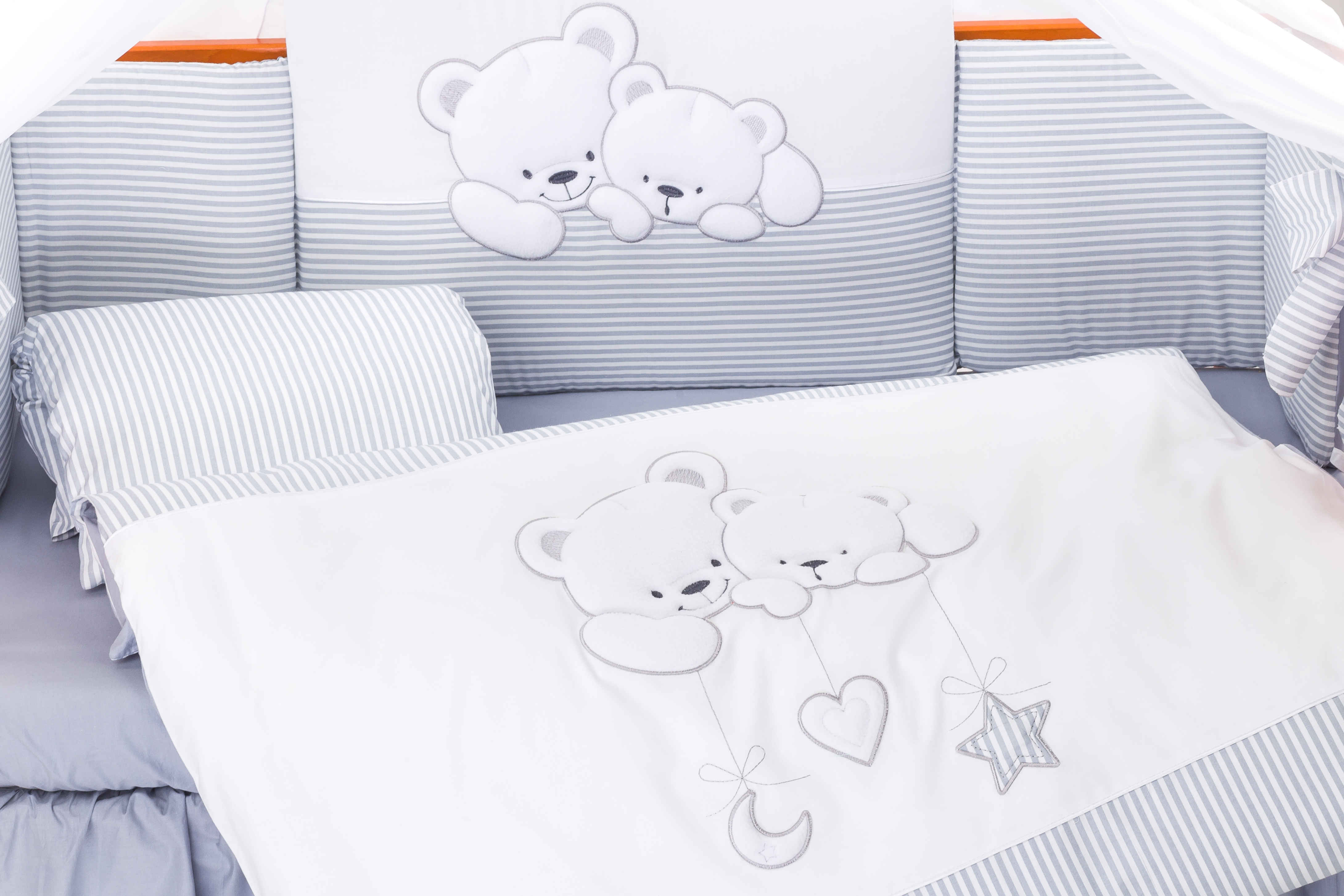 Комплект постельного белья Lepre Sweet Bears 6 предметов (125*65) 21 серый/полоска