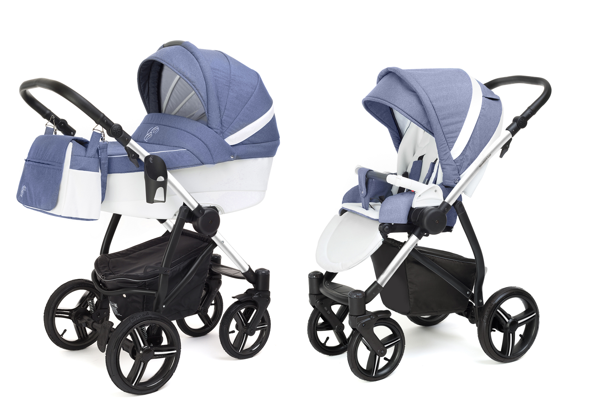 Коляска 2 в 1 Esspero Grand Newborn Lux (шасси Chrome) Jeans Blue