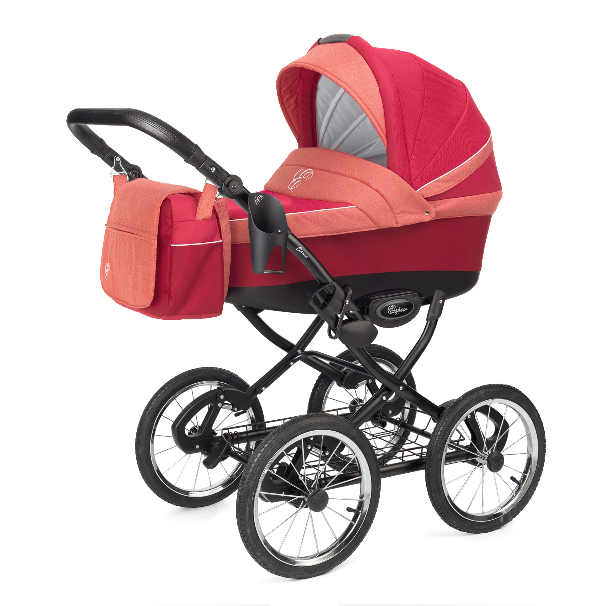 Коляска для новорожденных Esspero Grand Classic (шасси Black) Red Sunset