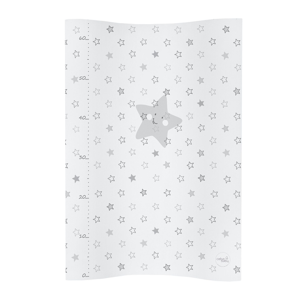 Пеленальный матрасик Ceba Baby W-104, 70 см мягкий без изголовья Stars grey W-104-066-260