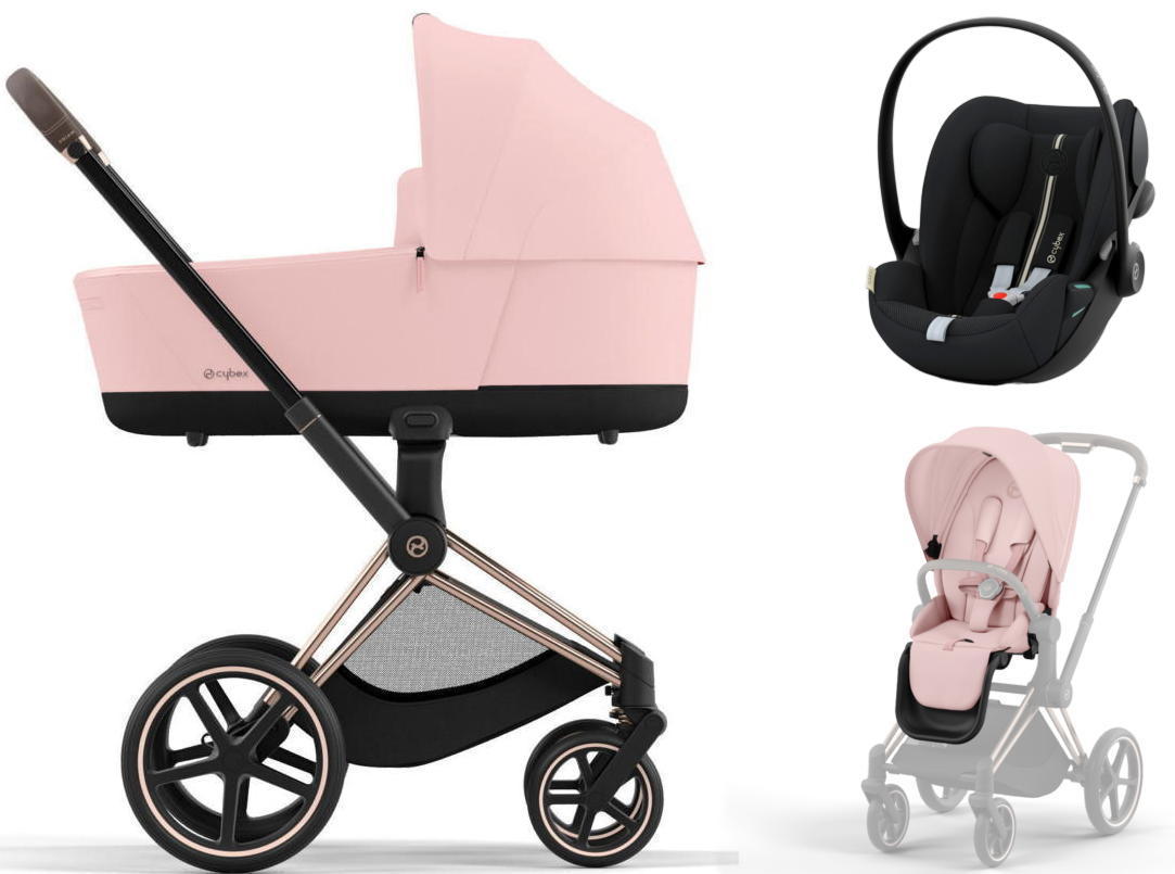 Коляска 3 в 1 Cybex Priam IV Rosegold и автокресло Cloud G i-Size Plus Peach Pink