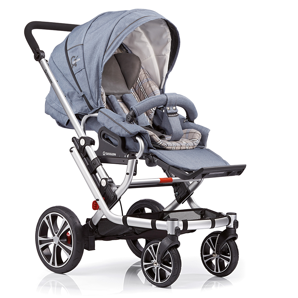 Прогулочная коляска Gesslein F6 Air+ светло-серый/бежевая клетка
