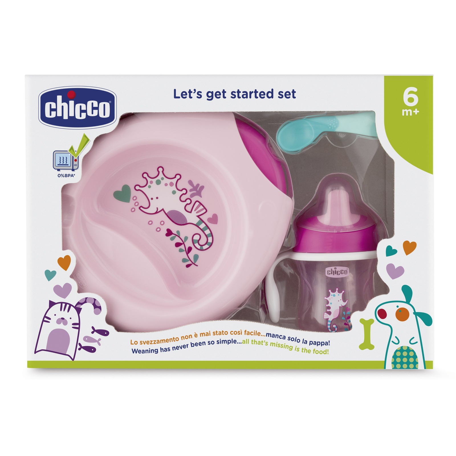 Набор детской посуды Chicco (3 предмета) 6 мес.+ розовый