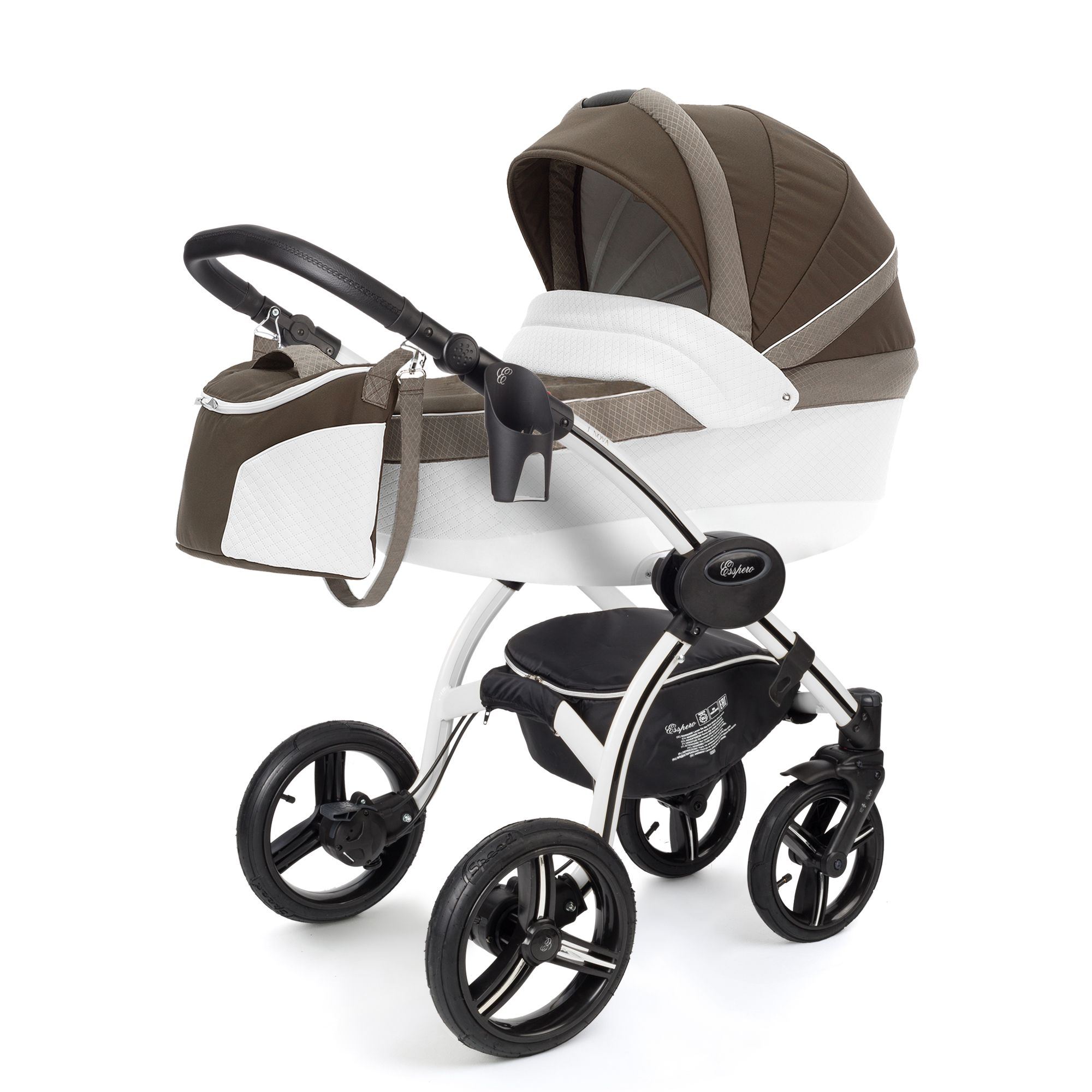 Коляска для новорожденных Esspero Grand I-Nova (шасси White) Royal Brown