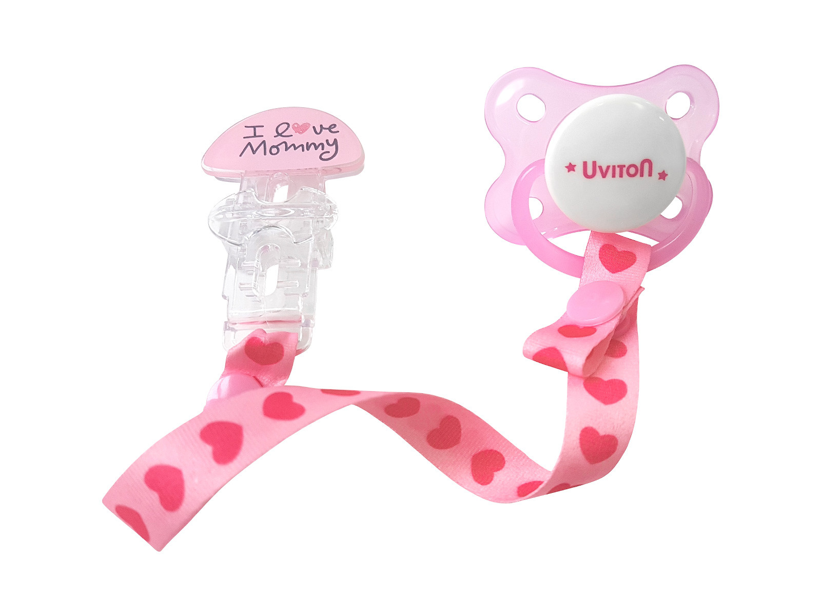 Пустышка + держатель Uviton, 0-6мес. арт. 0193 I love mommy