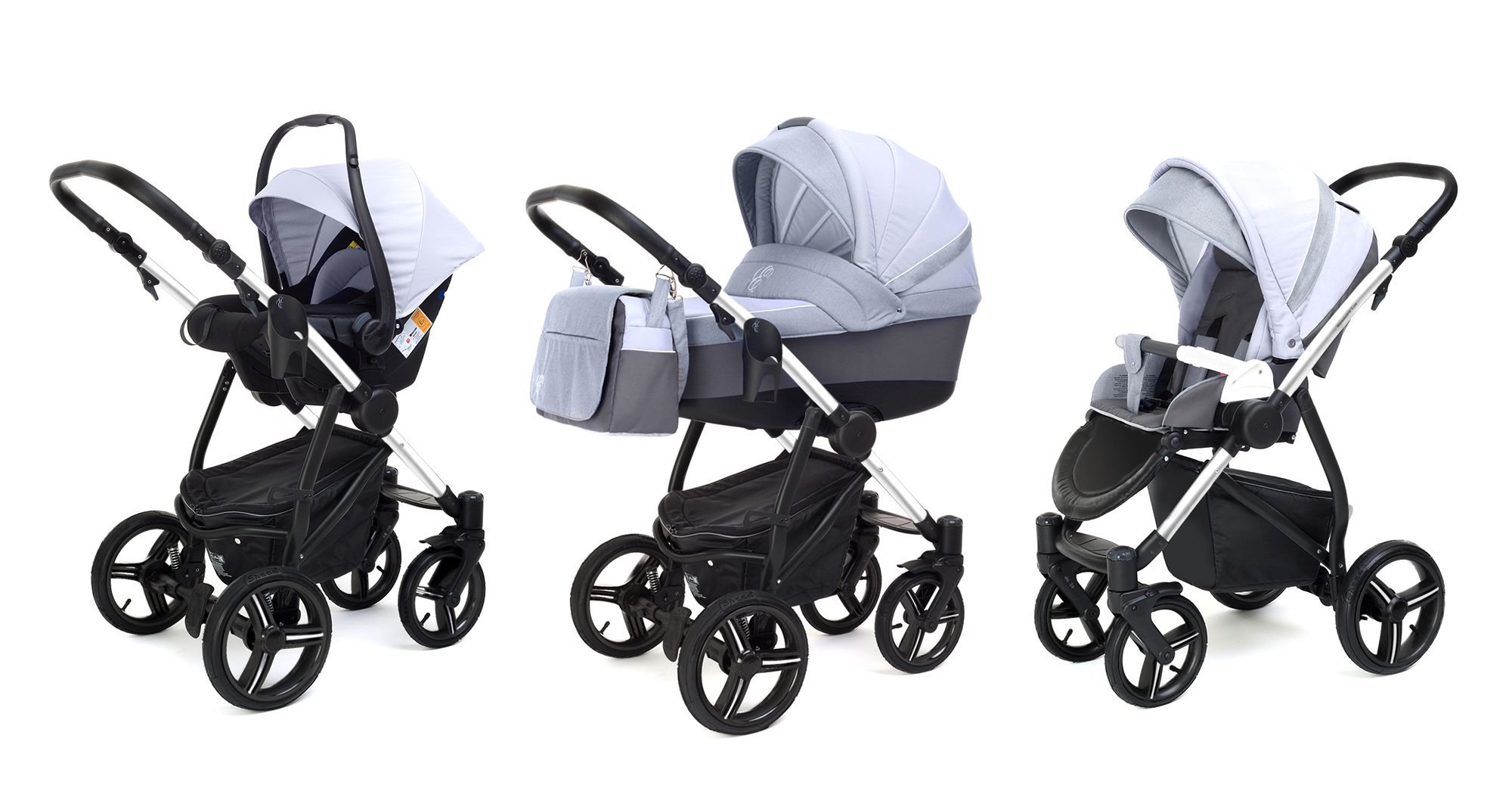 Коляска 3 в 1 Esspero Grand Newborn Lux (шасси Chrome) Grey Stone