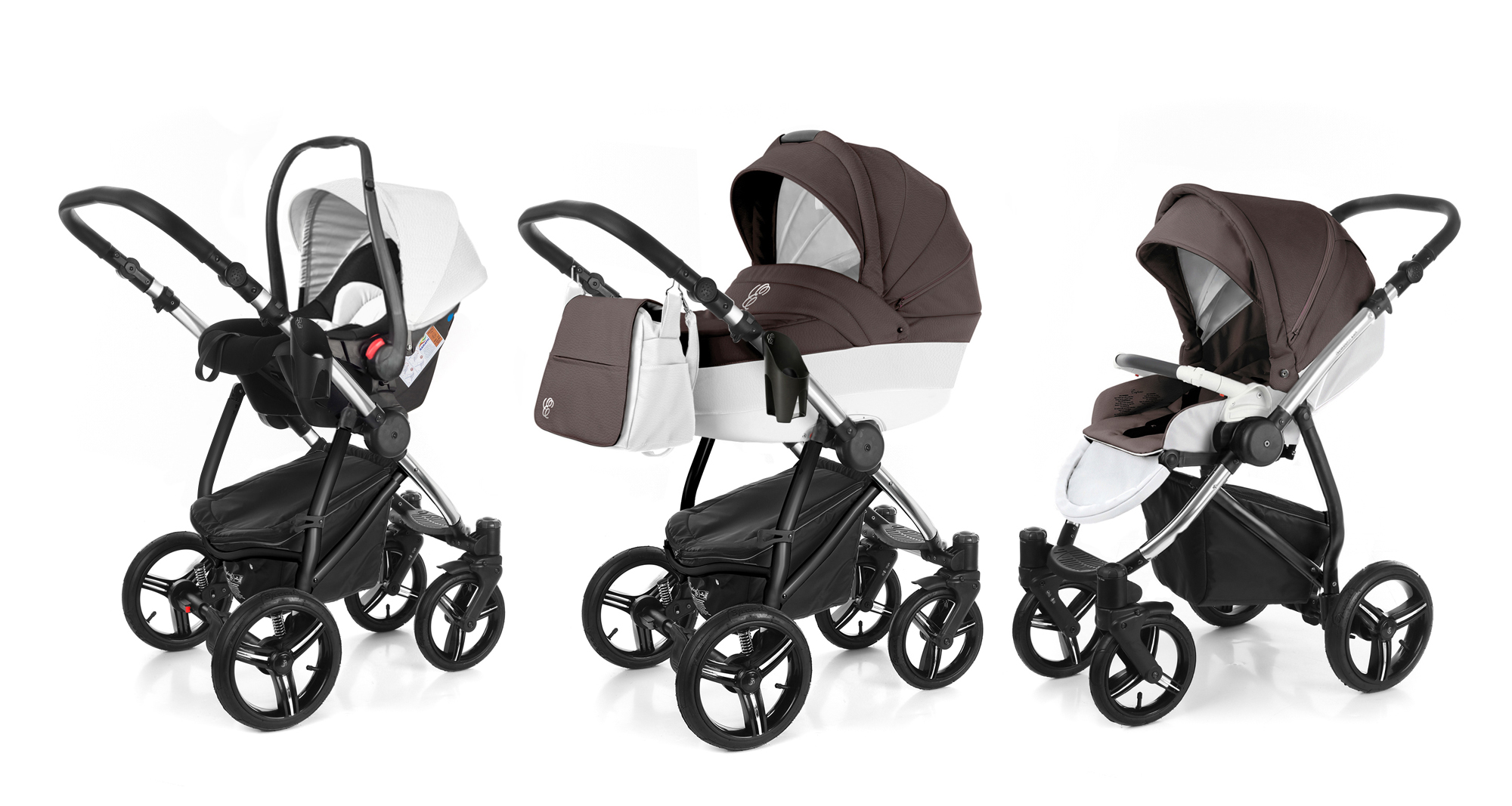 Коляска 3 в 1 Esspero Grand Newborn Lux (шасси Chrome) Cacao leatherette