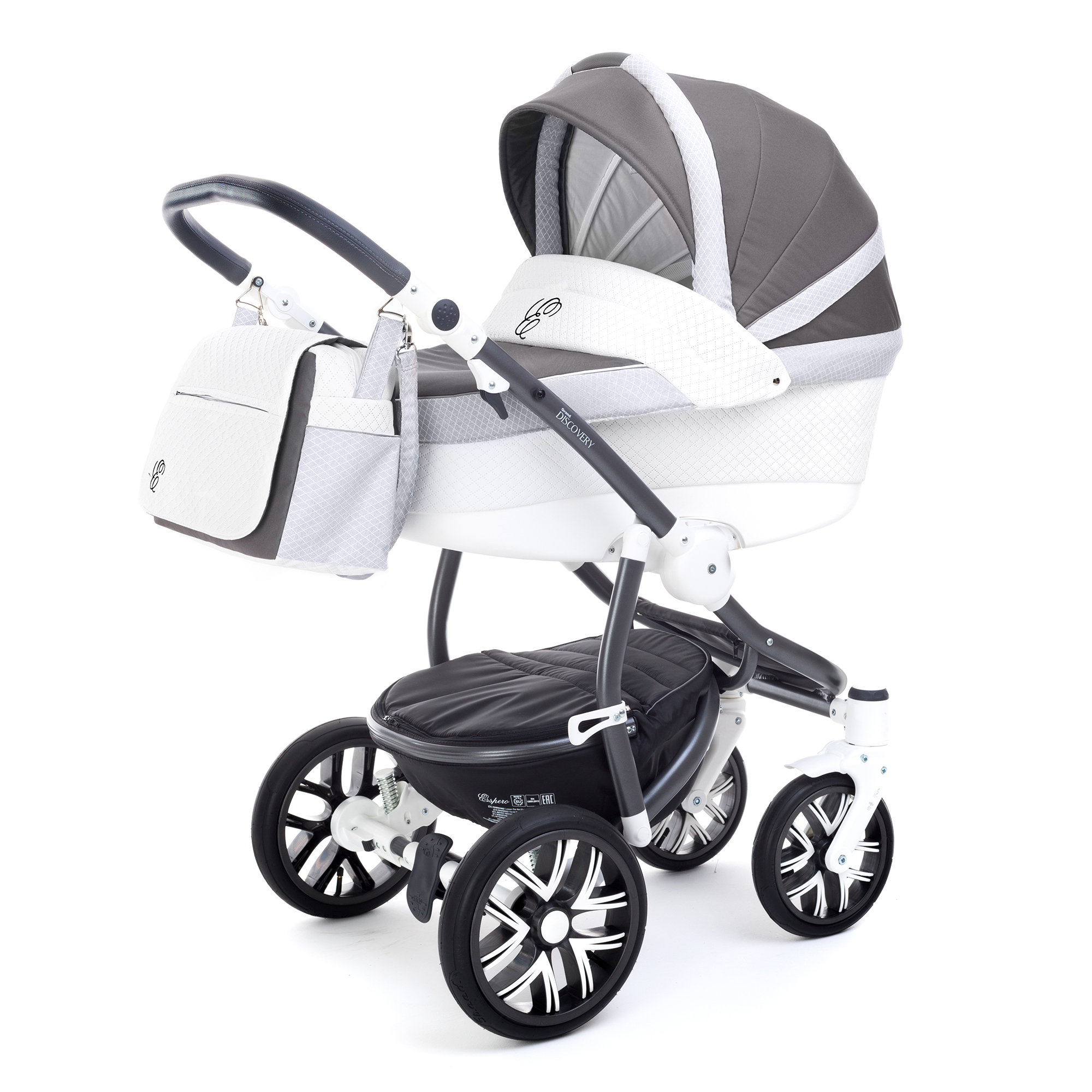 Коляска для новорожденных Esspero Grand Discovery (шасси Graphite White) Royal Light Grey