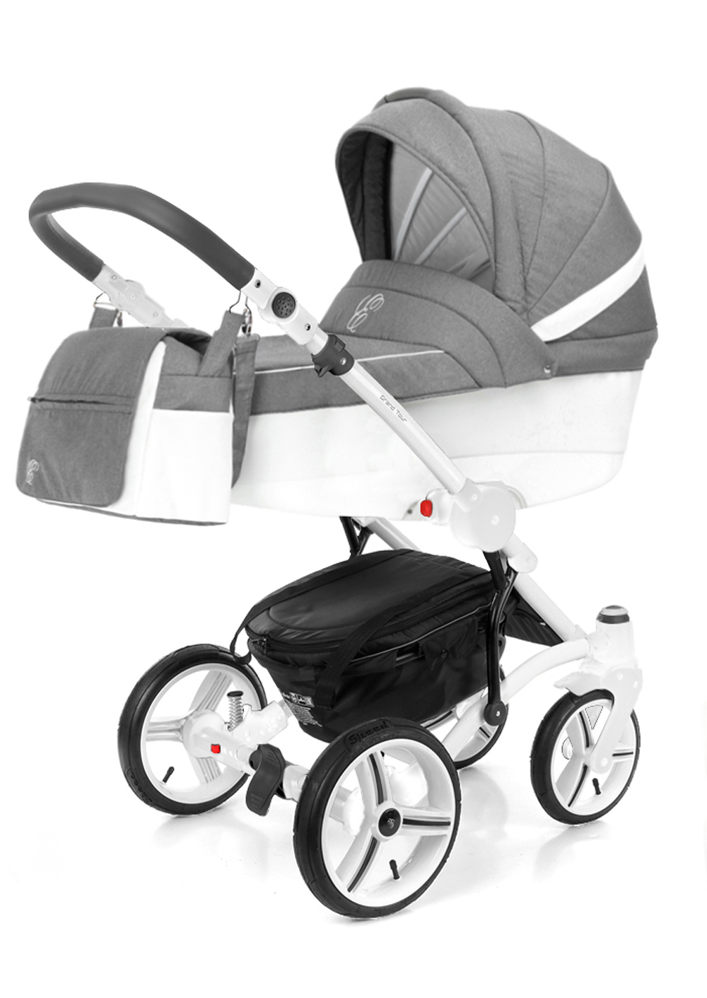 Коляска для новорожденных Esspero Grand Tour (шасси White) Jeans Grey