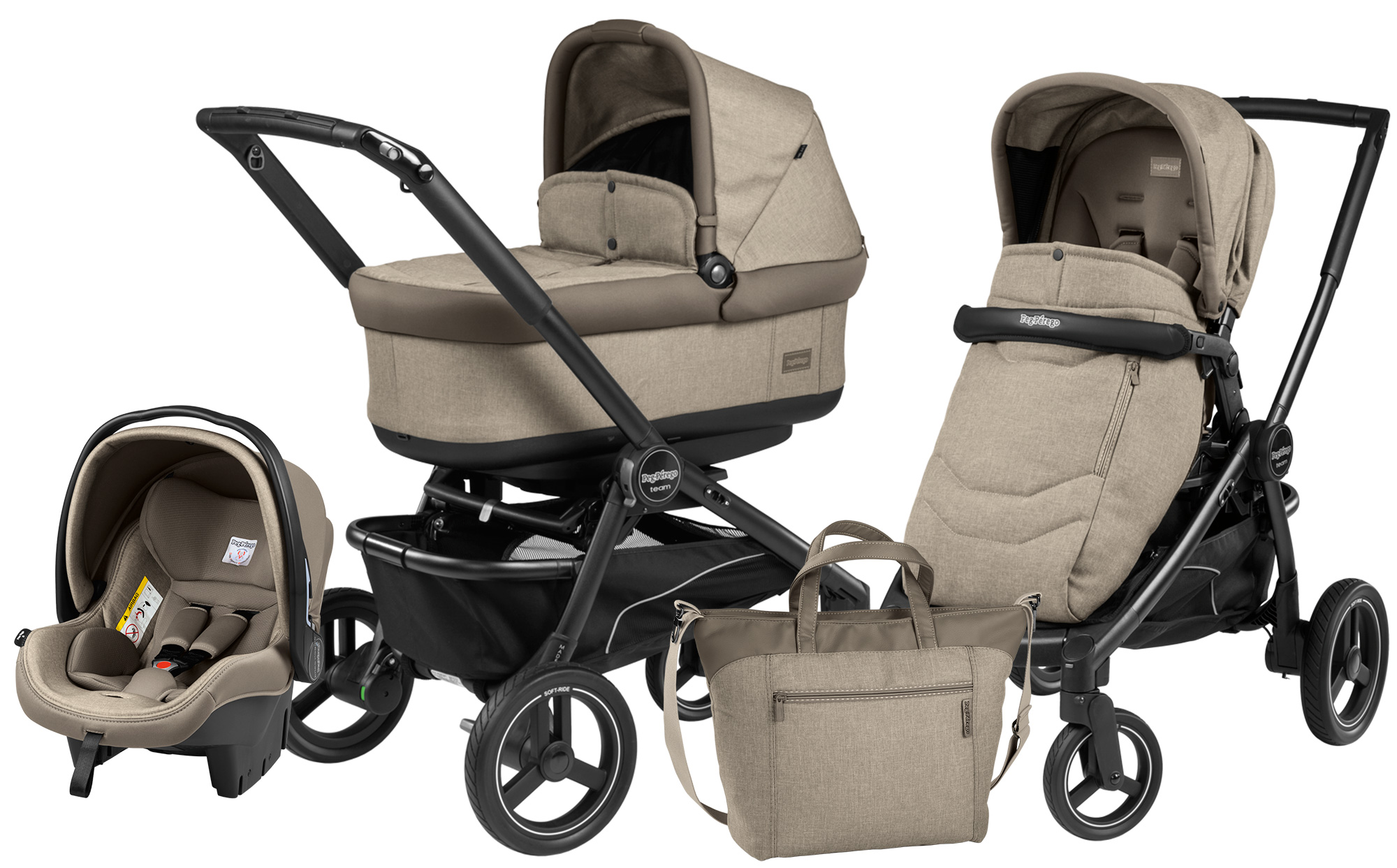Коляска 3 в 1 Peg Perego Team Pop Up Set Modular Cream