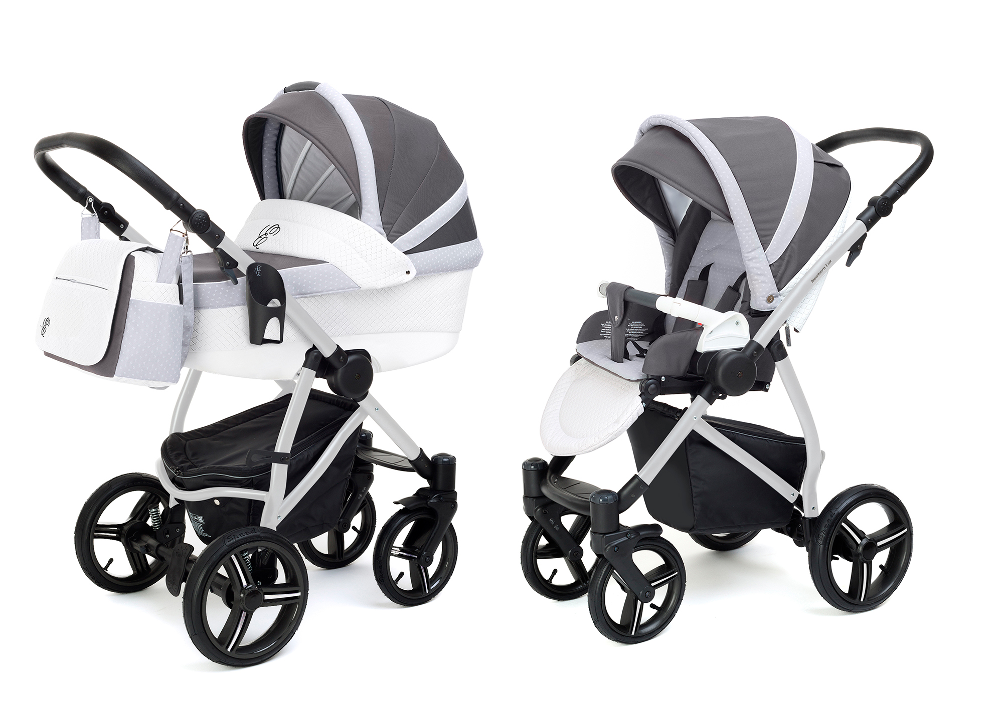 Коляска 2 в 1 Esspero Grand Newborn Lux (шасси Grey) Royal Silver