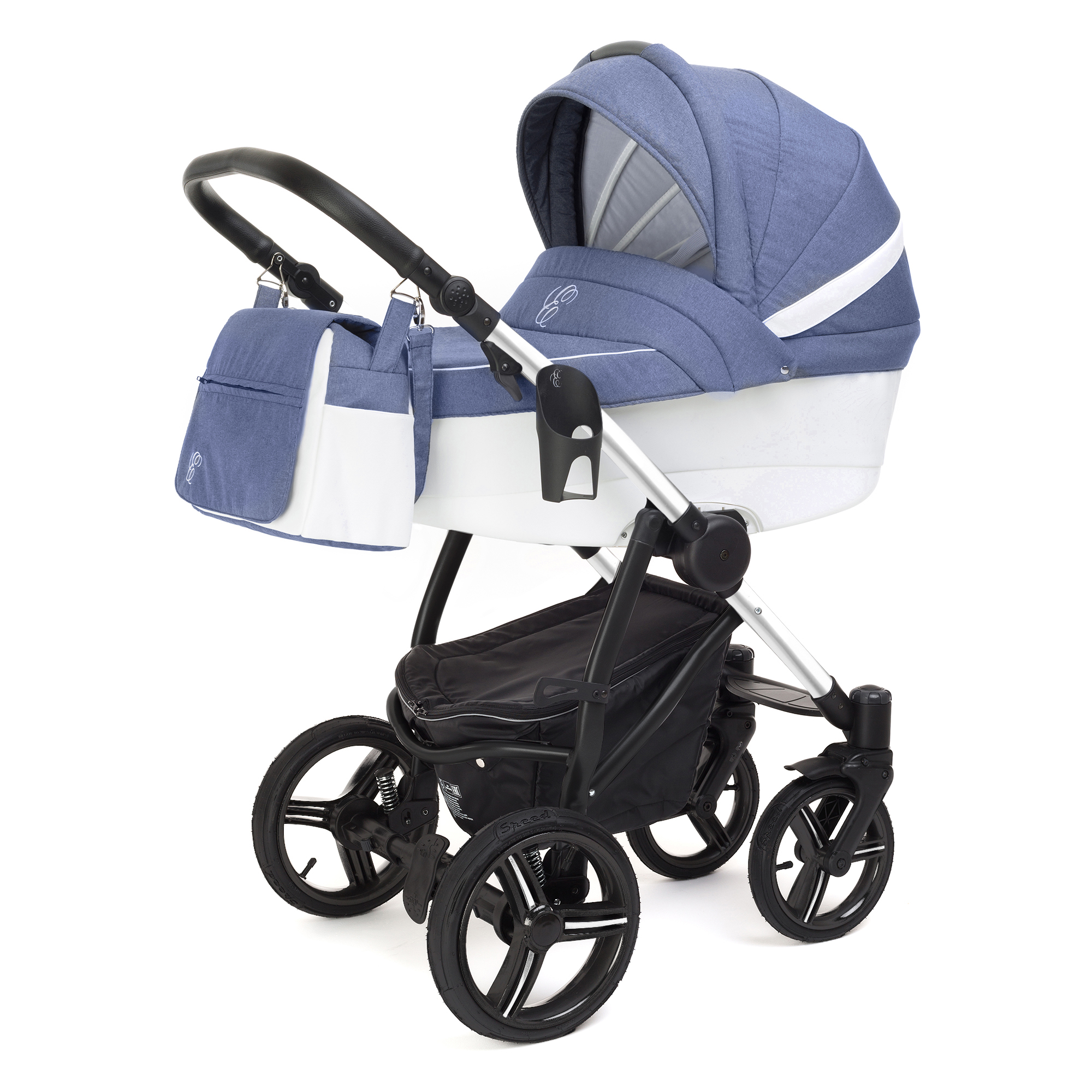 Коляска для новорожденных Esspero Grand Newborn Lux (шасси Chrome) Jeans Blue