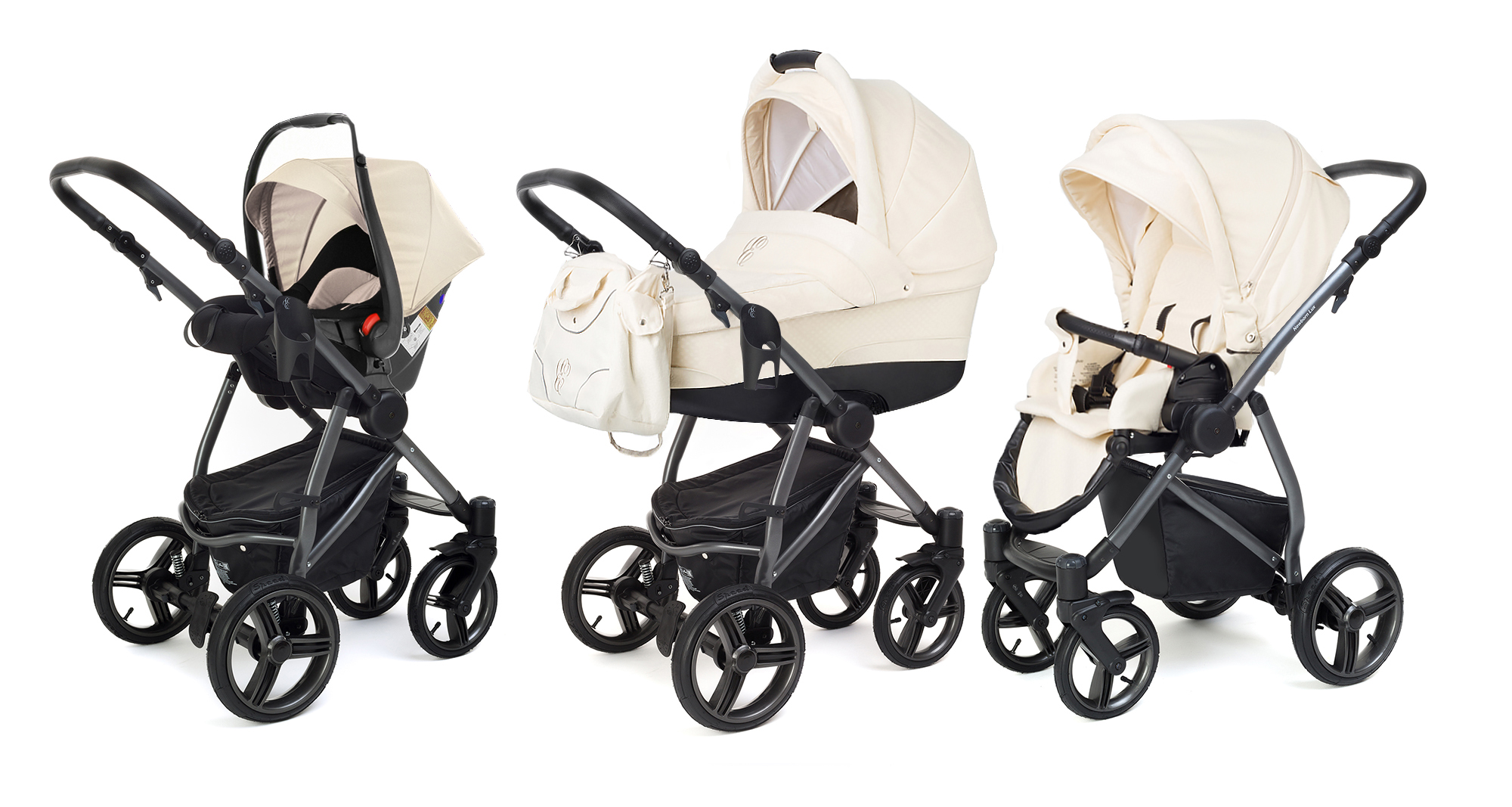 Коляска 3 в 1 Esspero Newborn Lux (шасси Graphite) Cream