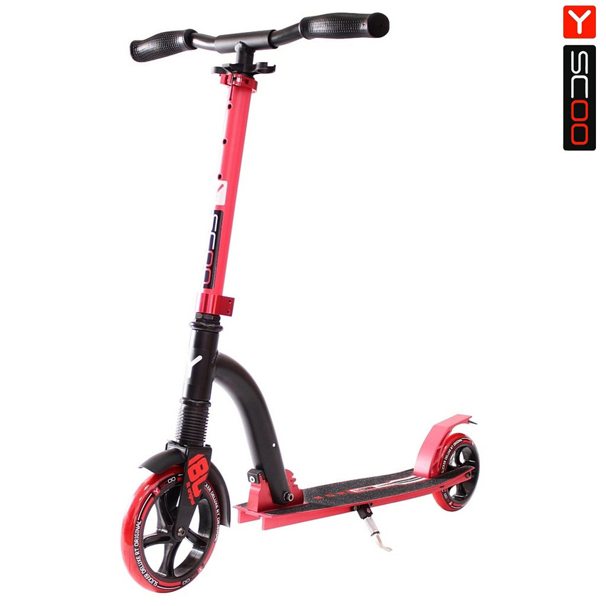 Самокат Y-SCOO RT 180 SLICKER с амортизатором Deluxe red
