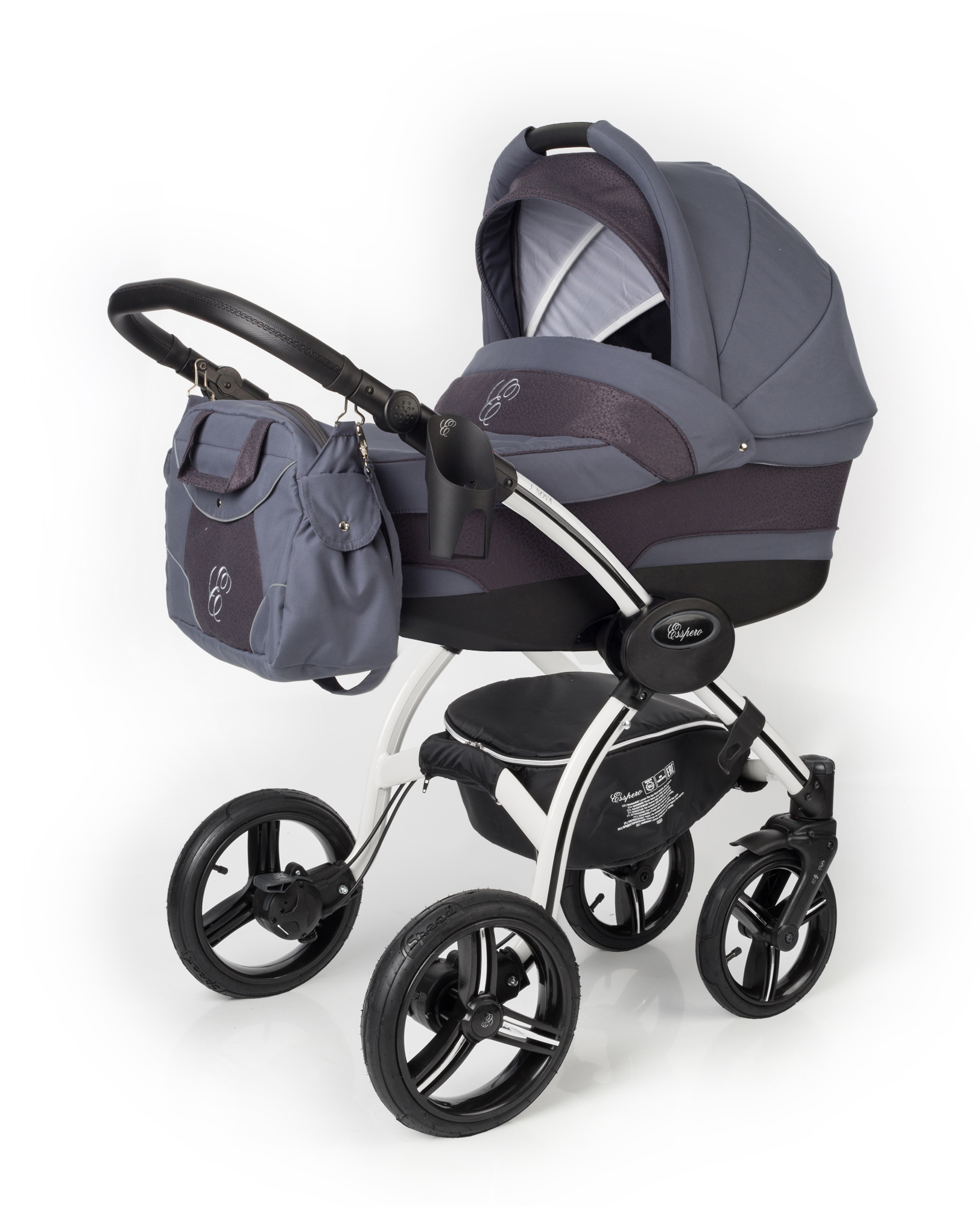 Коляска для новорожденных Esspero I-Nova (шасси White) Dark Grey